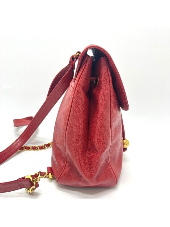 Chanel Backpack Sac CC Logo Caviar Leather Red main image 5